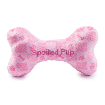 Plush Dog Toy | Pink Checker Chewy Vuiton Bone