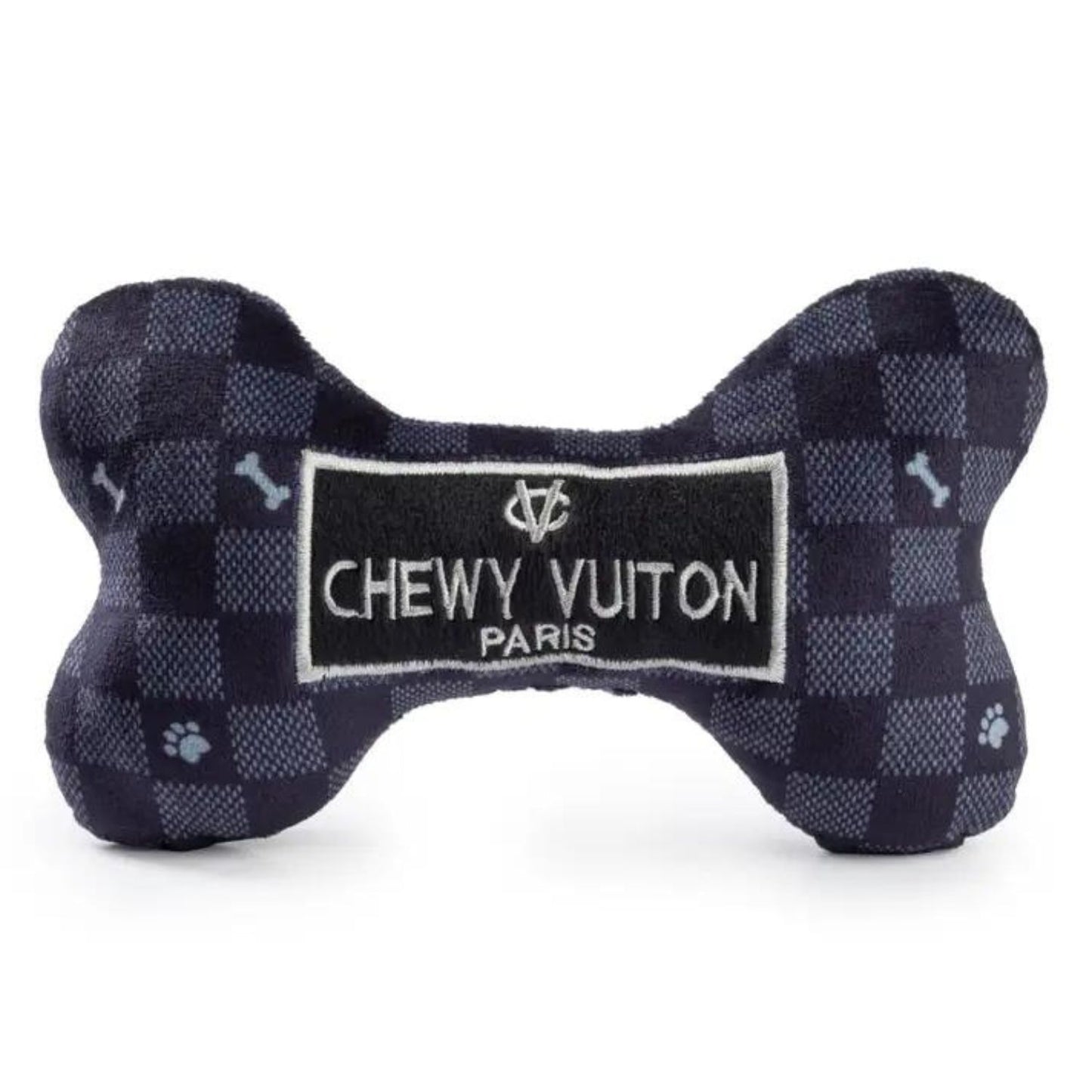 Plush Dog Toy | Black Checker Chewy Vuiton Bone