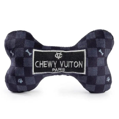 Plush Dog Toy | Black Checker Chewy Vuiton Bone