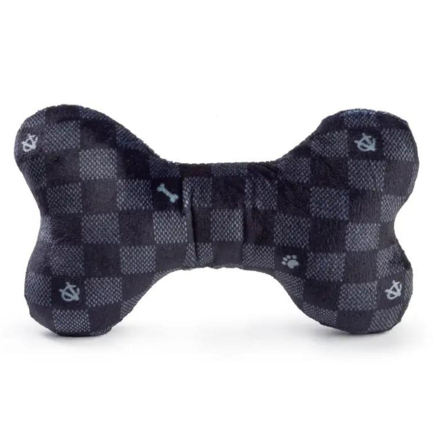 Plush Dog Toy | Black Checker Chewy Vuiton Bone