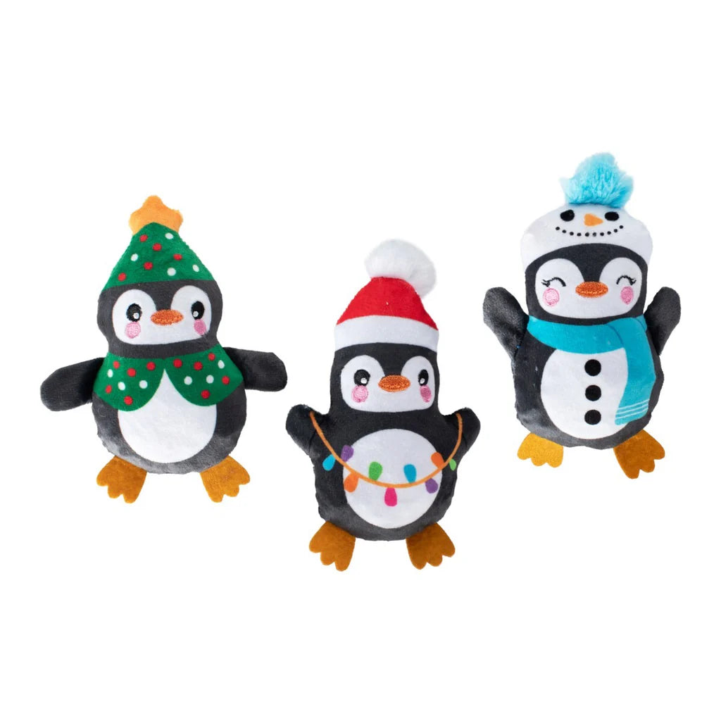 'Have an ice Christmas' 3 Penguin plush toys for dogs.