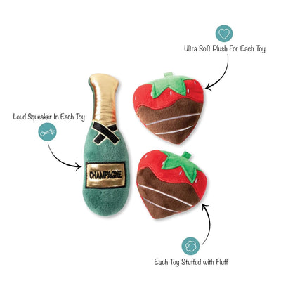 Champagne & Strawberries Mini Dog Toys