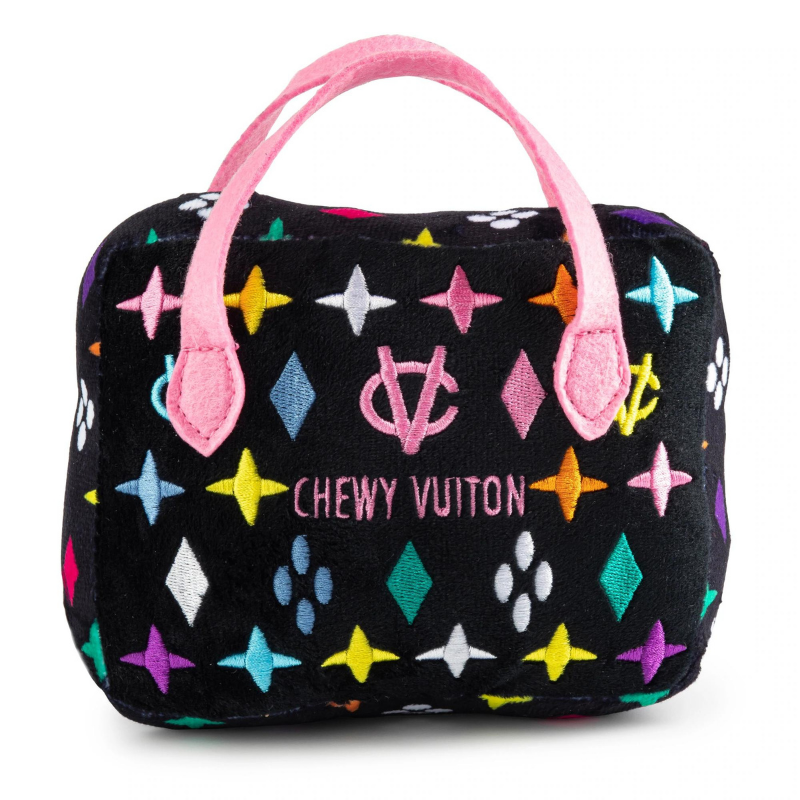 Plush Dog Toy | Black Monogram Chewy Vuiton Handbag