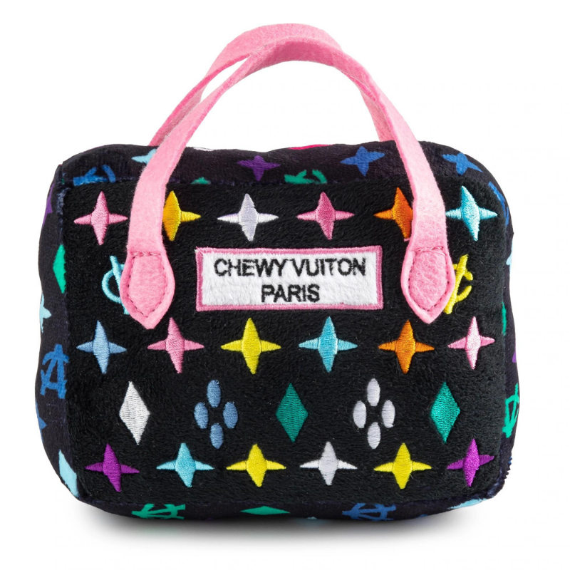 Plush Dog Toy | Black Monogram Chewy Vuiton Handbag