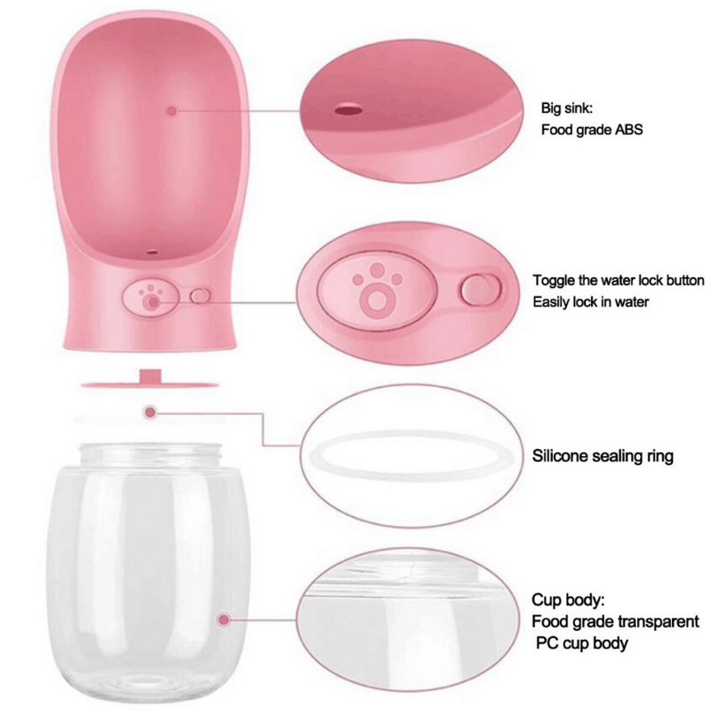 Travel Pet Water Cup Pink